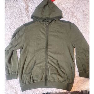 Weekendz off long sleeve full zip with hoodie moss sweater L